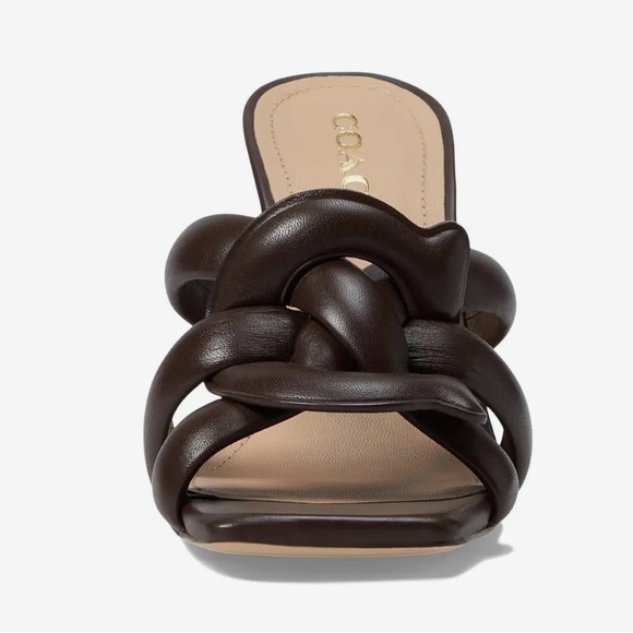 COACH KELLIE LEATHER SANDALS BRAIDED STRAPS-WOMEN- MAPLE - 9.5 - Picture 2 of 12